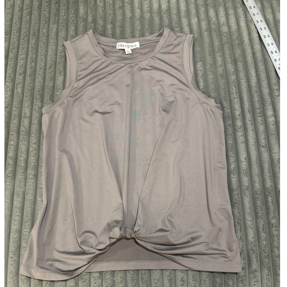 Lola Grace Womens Gray Twist Front Sleeveless Tank‎ Top Size Medium